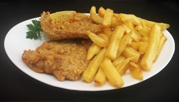 Escalope a la romana con guarnición