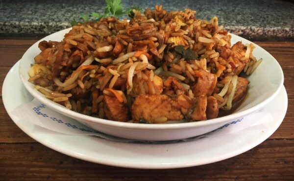 Fantasía de pollo oriental y arroz