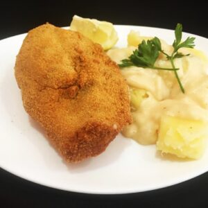 Suprema babilonia (Rellena de jamón y queso con papas a la crema)