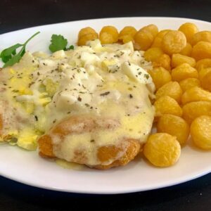 Suprema suiza con papas noissette
