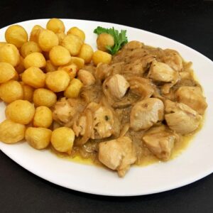 Pollo de los príncipes con papas noisettes
