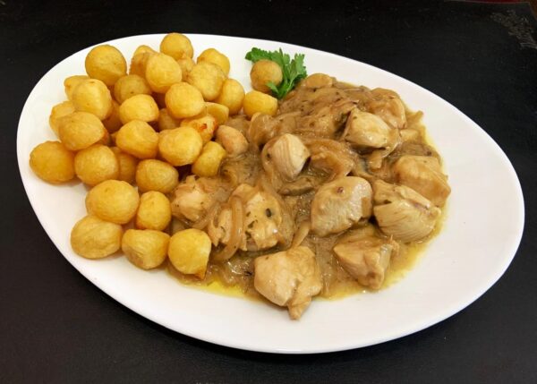 Pollo de los príncipes con papas noisettes