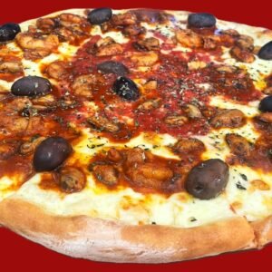 Pizza Esp Gran Cosme (½ camarones ½ mejillones)